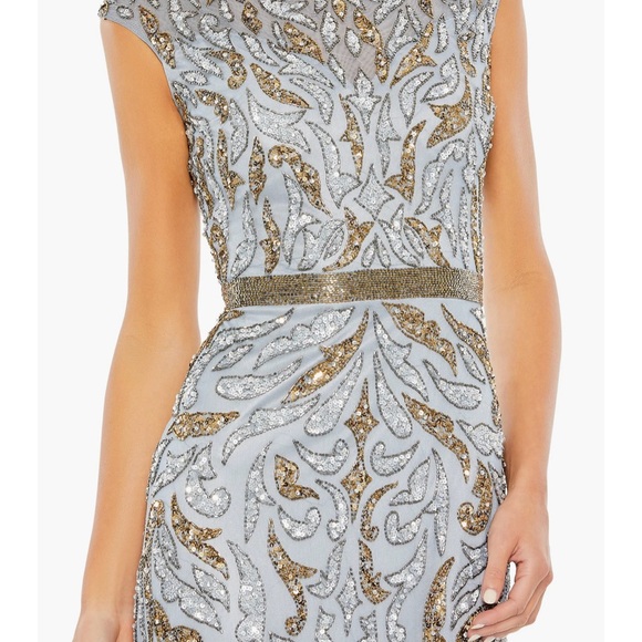 Mac Duggal Silver and Gold Embellished Dress - Picture 2 of 5